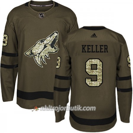 Män Ishockey Arizona Coyotes Tröja Clayton Keller 9 Adidas 2017-2018 Camo Grön Authentic